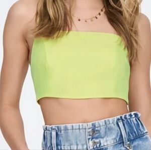 NWT ONLY Green Tie Back Baddie Club Ready Crop Top Y2K Disco Festival Si…